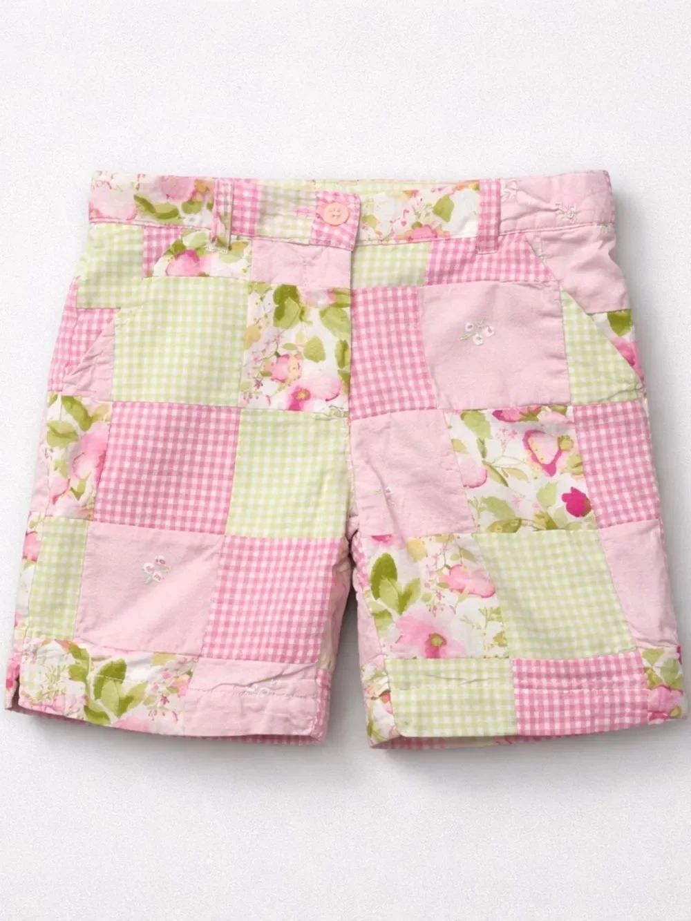 Janie and Jack pink and green patchwork shorts size 3T